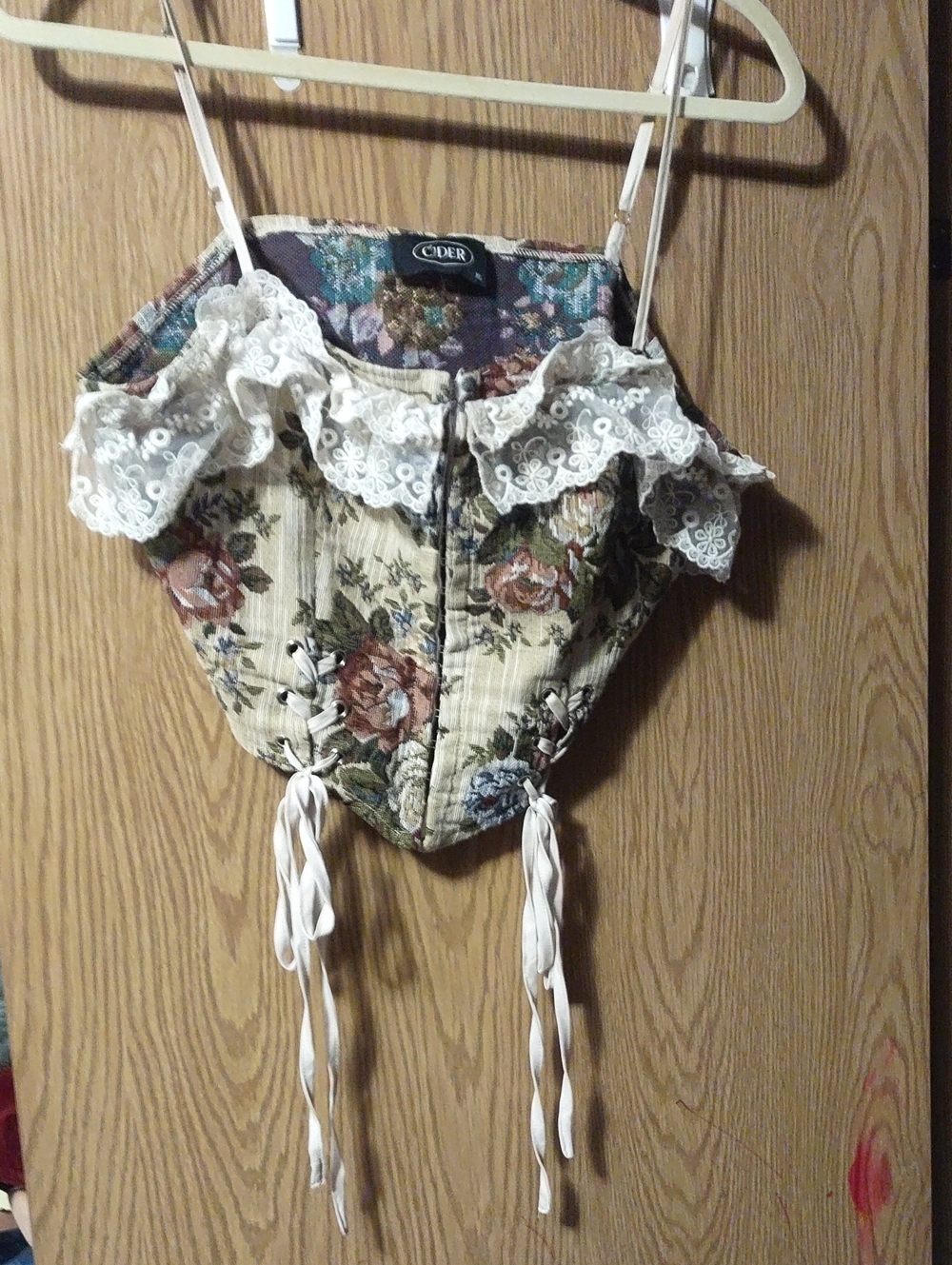 Cider Multicolor Floral Woven Lace Corset